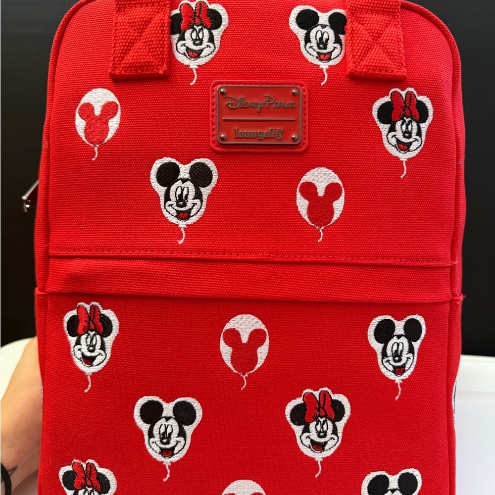 Loungefly Red Mickey and Minnie Mouse Canvas Backpack